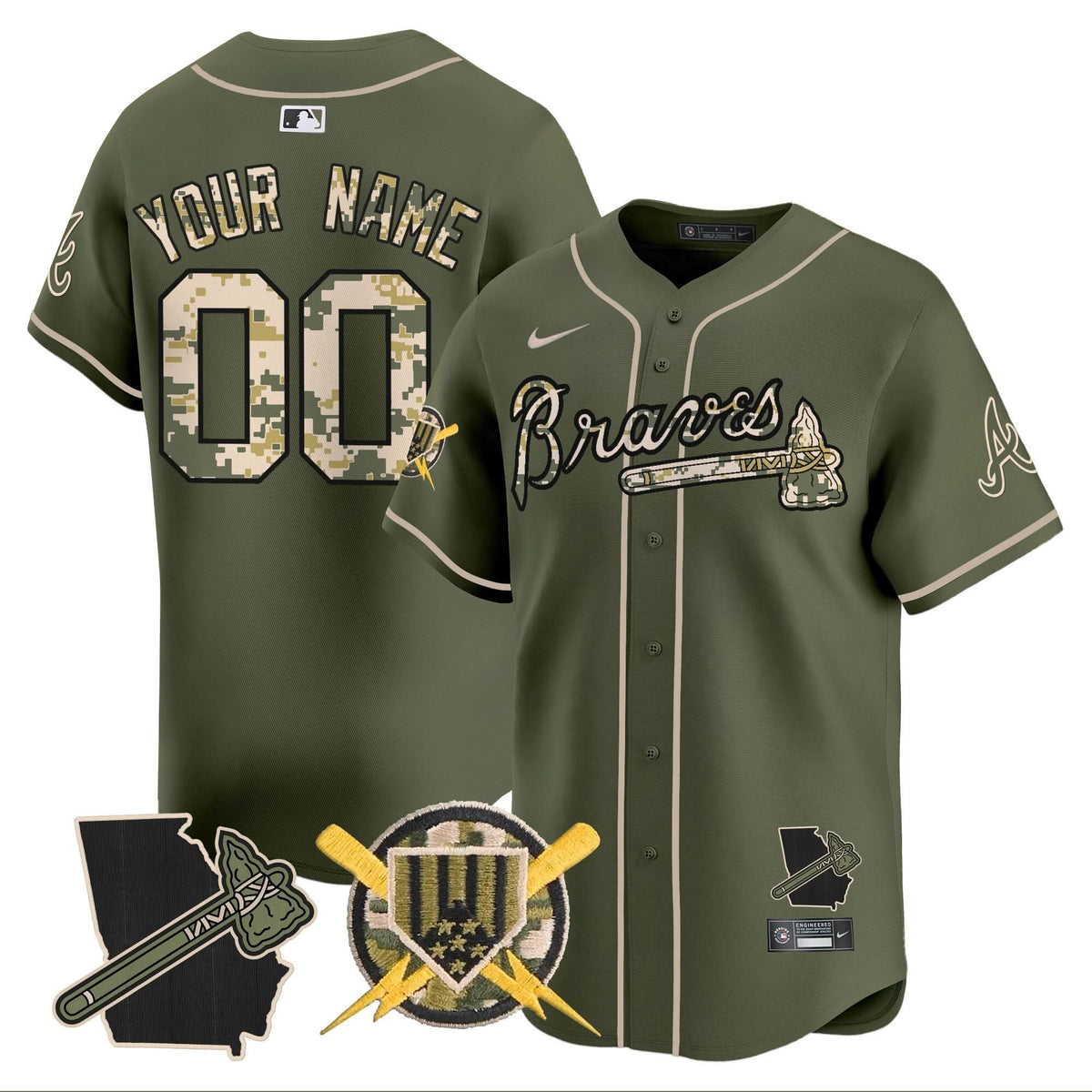 Atlanta Braves Armed Forces Day Vapor Premier Limited Custom Jersey - Stitched