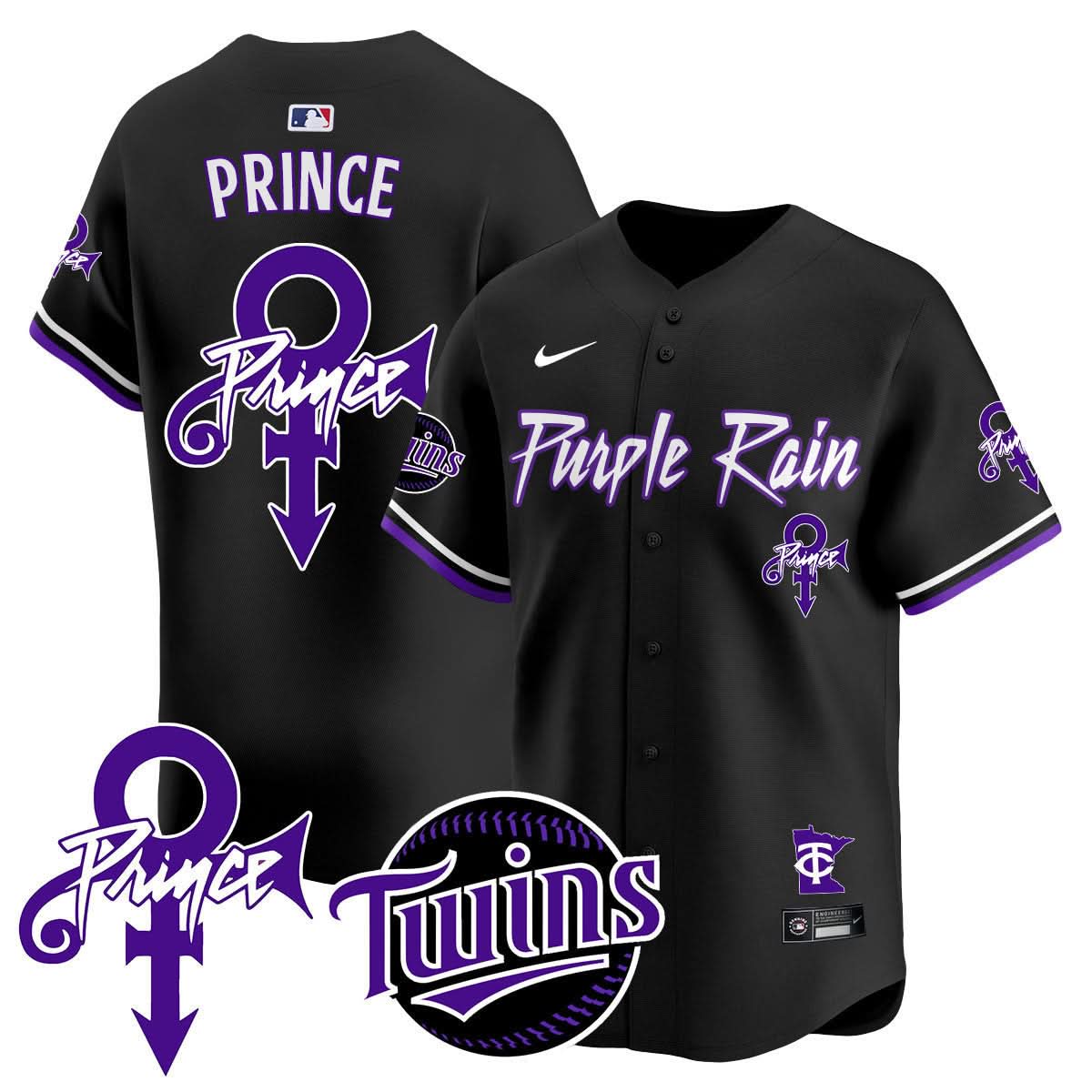 Minnesota Twins Prince Patch Vapor Premier Limited Jersey N1 - Stitched-Cuztomshoes