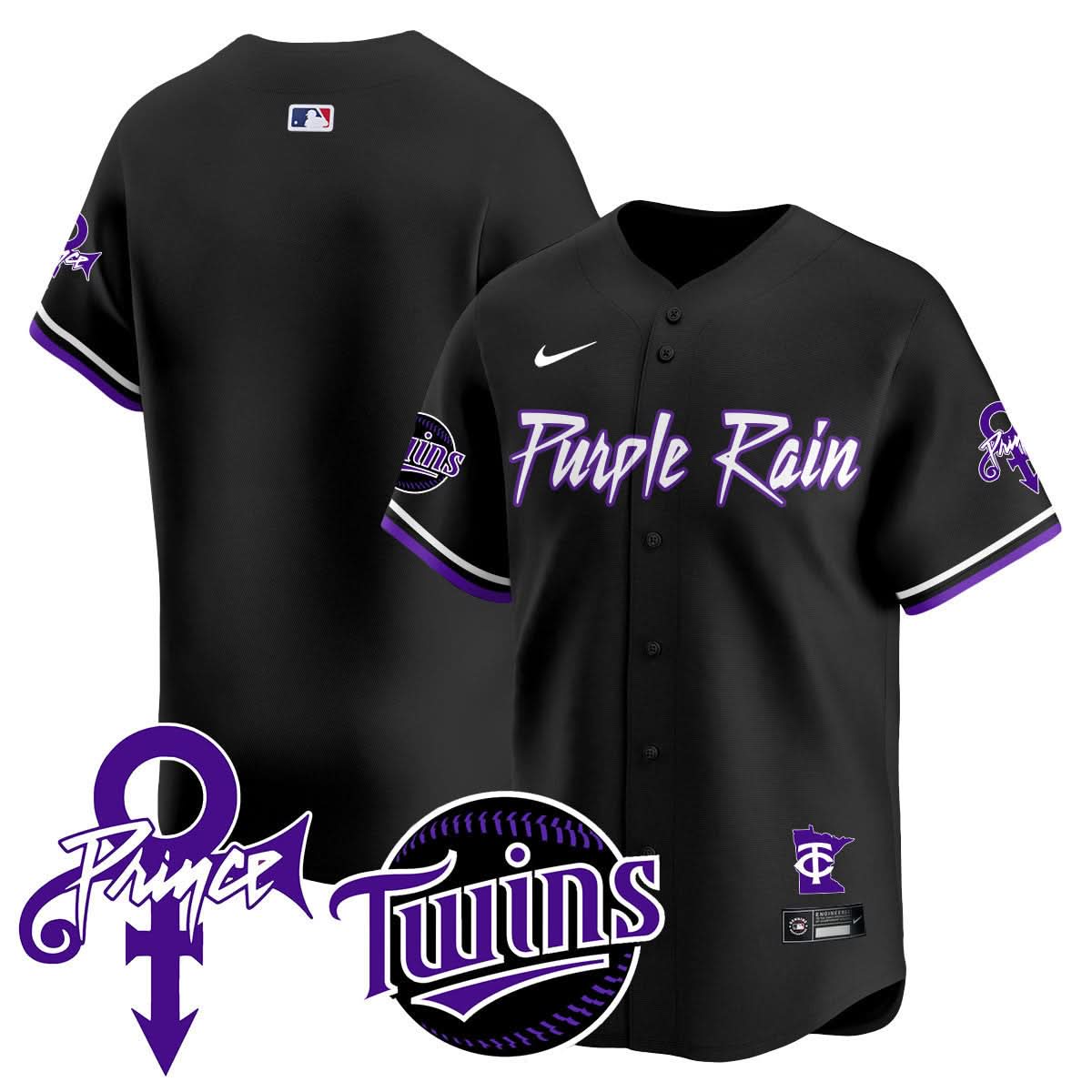 Minnesota Twins Prince Patch Vapor Premier Limited Jersey N1 - Stitched-Cuztomshoes