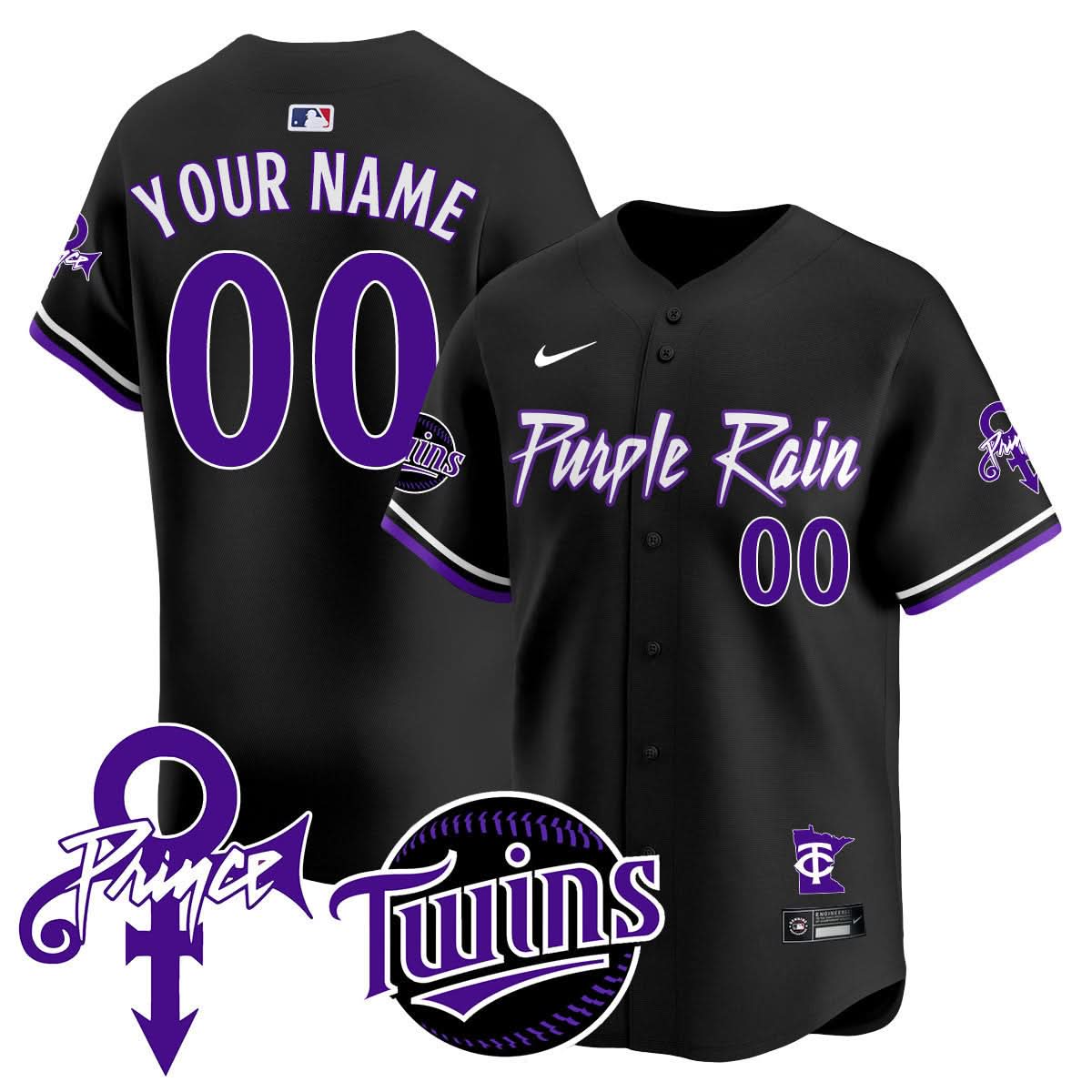 Minnesota Twins Prince Patch Vapor Premier Limited Jersey N1 - Stitched-Cuztomshoes