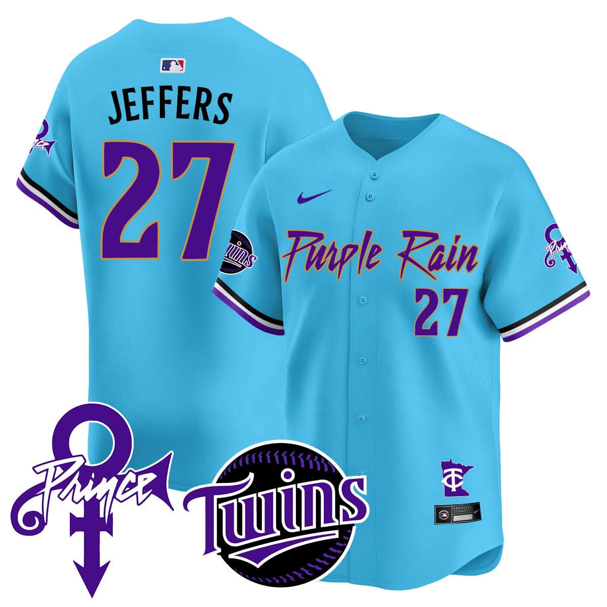 Minnesota Twins Prince Patch Vapor Premier Limited Jersey N1 - Stitched-Cuztomshoes