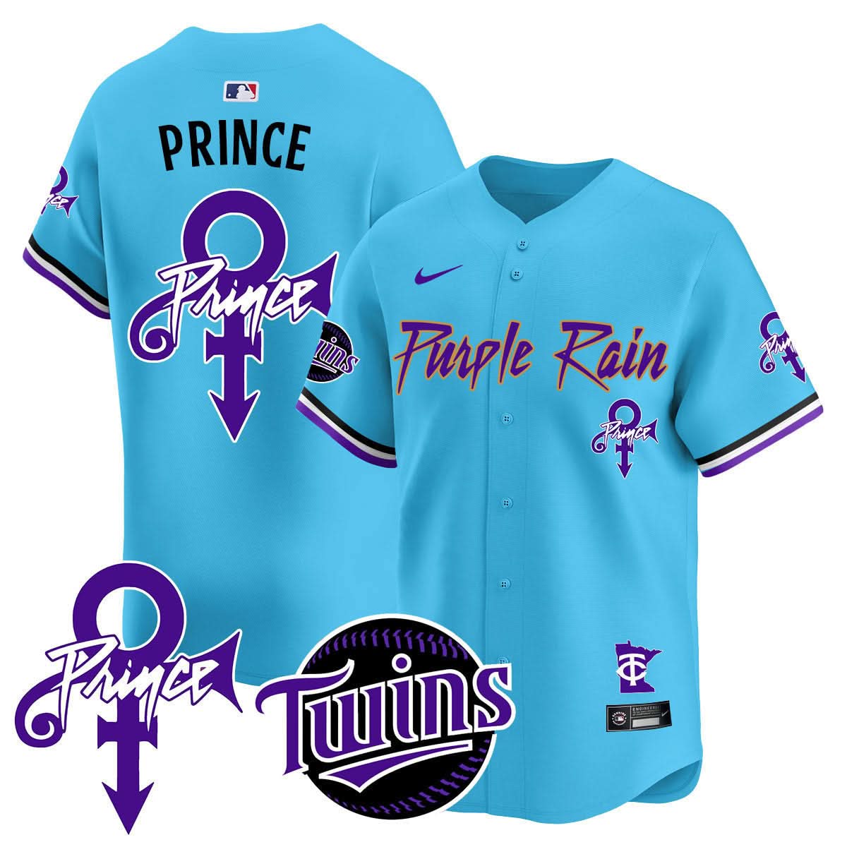 Minnesota Twins Prince Patch Vapor Premier Limited Jersey N1 - Stitched-Cuztomshoes