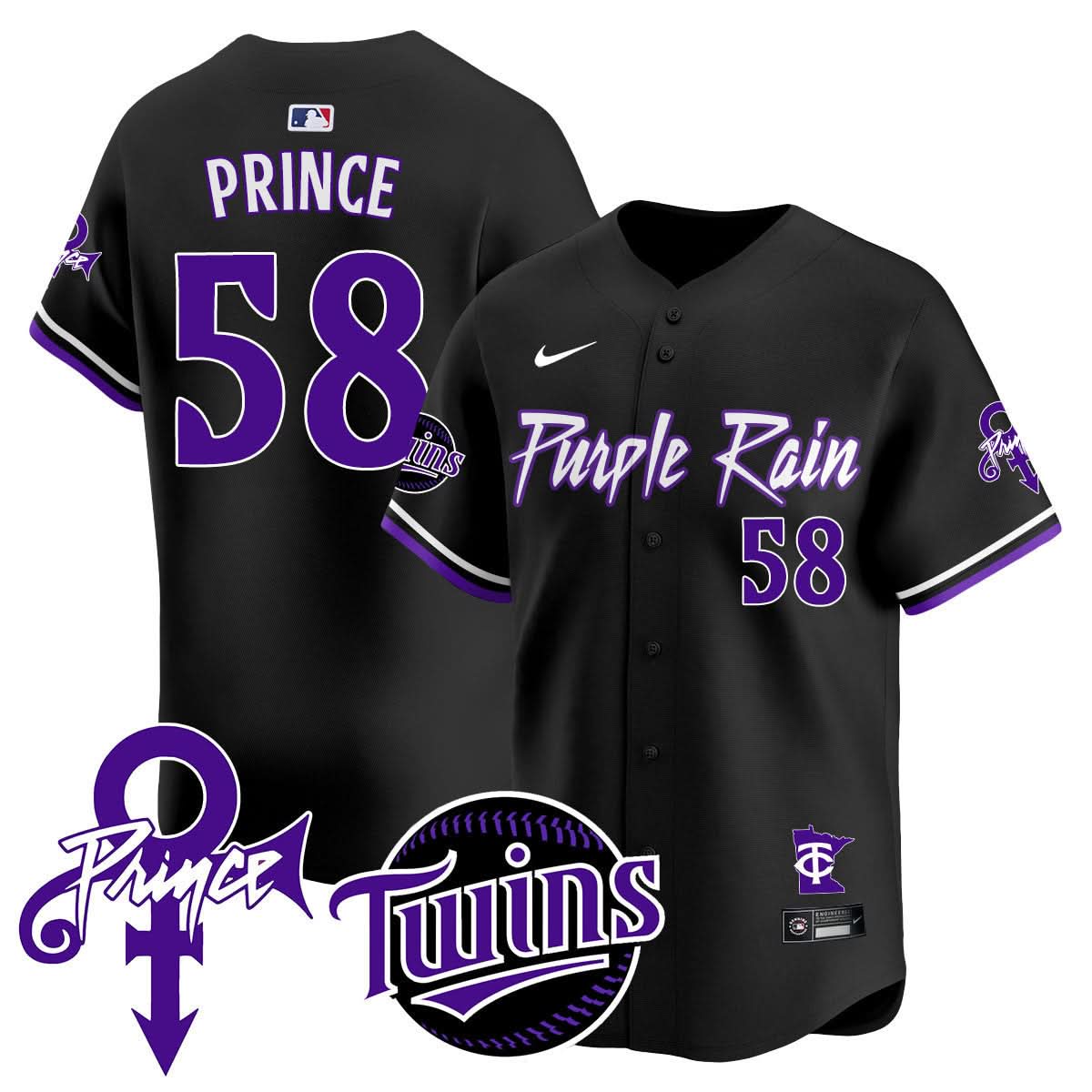 Minnesota Twins Prince Patch Vapor Premier Limited Jersey N1 - Stitched-Cuztomshoes