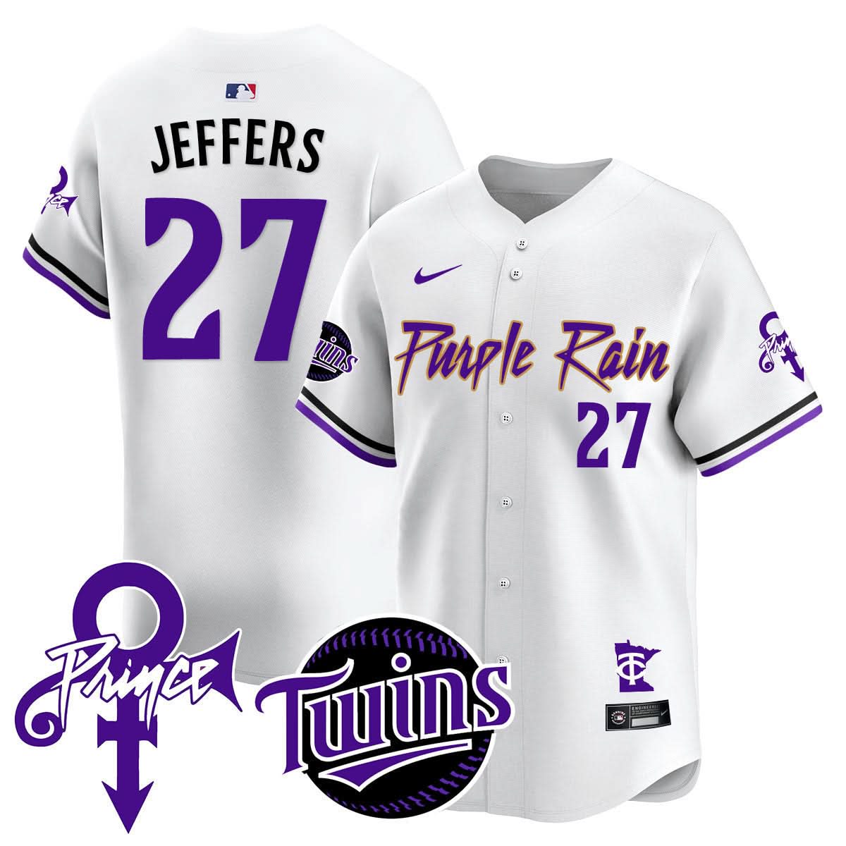 Minnesota Twins Prince Patch Vapor Premier Limited Jersey N1 - Stitched-Cuztomshoes