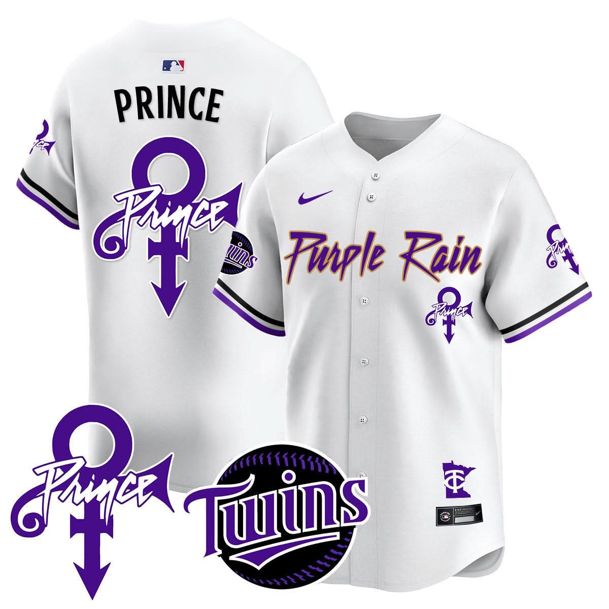 Minnesota Twins Prince Patch Vapor Premier Limited Jersey N1 - Stitched-Cuztomshoes