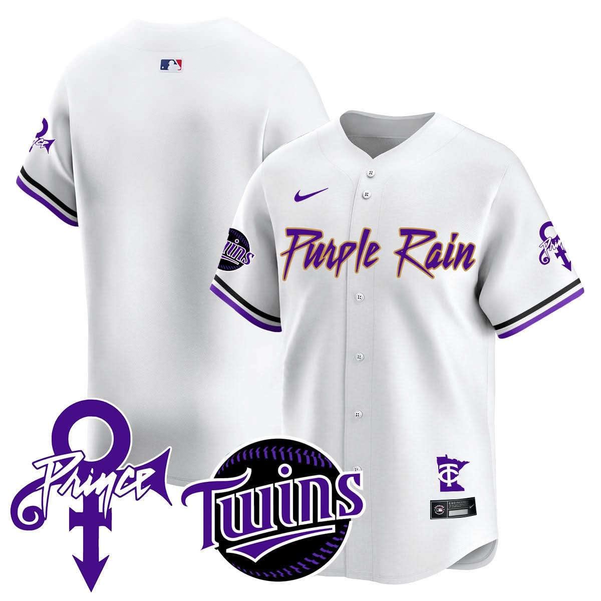 Minnesota Twins Prince Patch Vapor Premier Limited Jersey N1 - Stitched-Cuztomshoes