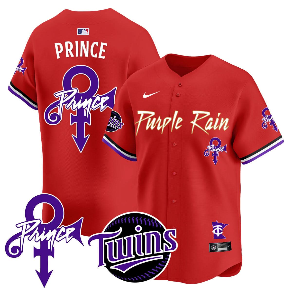 Minnesota Twins Prince Patch Vapor Premier Limited Jersey N1 - Stitched-Cuztomshoes