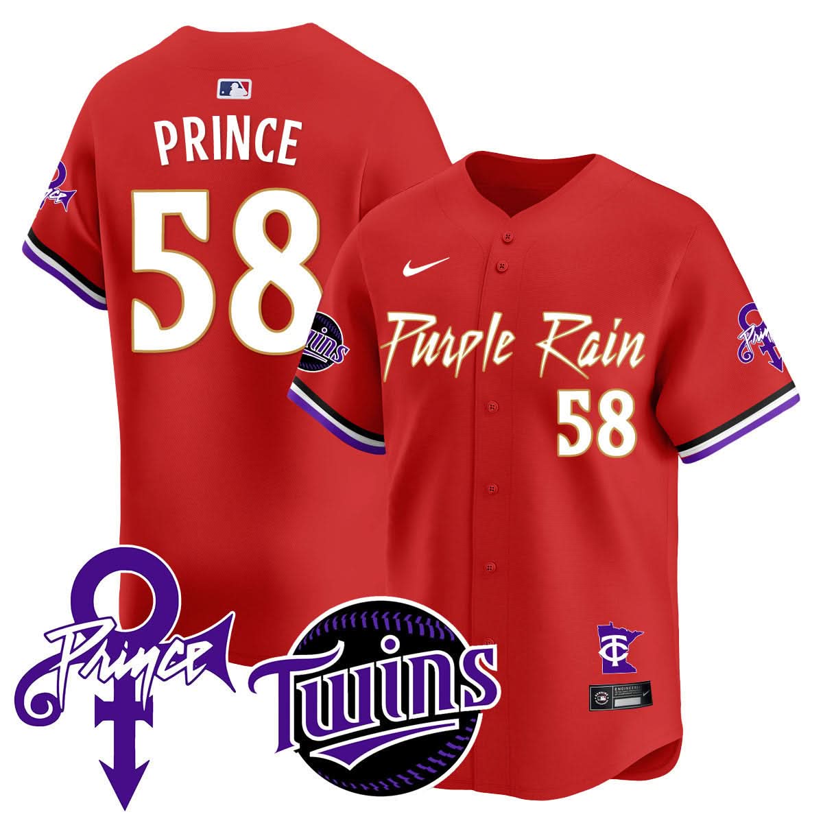 Minnesota Twins Prince Patch Vapor Premier Limited Jersey N1 - Stitched-Cuztomshoes