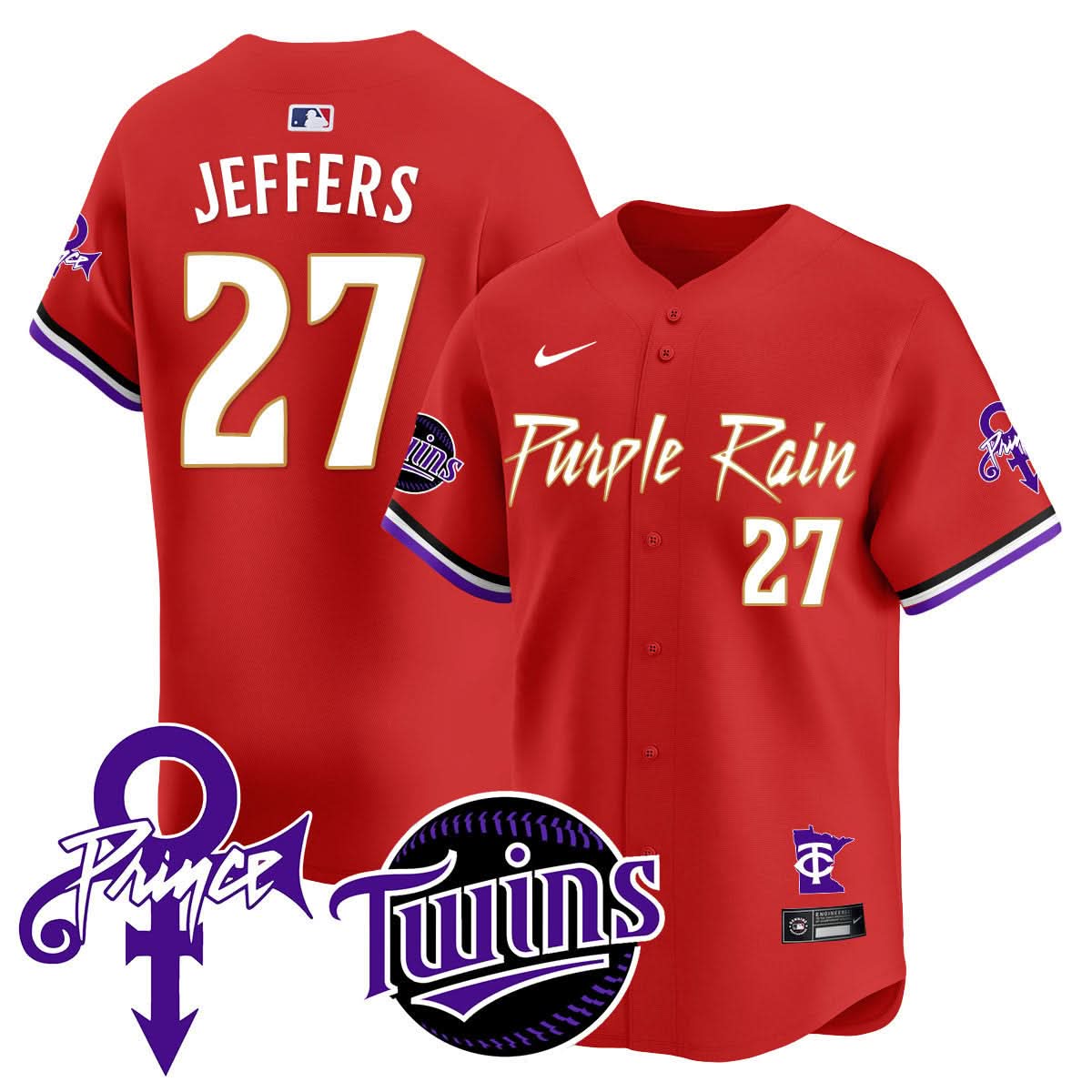 Minnesota Twins Prince Patch Vapor Premier Limited Jersey N1 - Stitched-Cuztomshoes