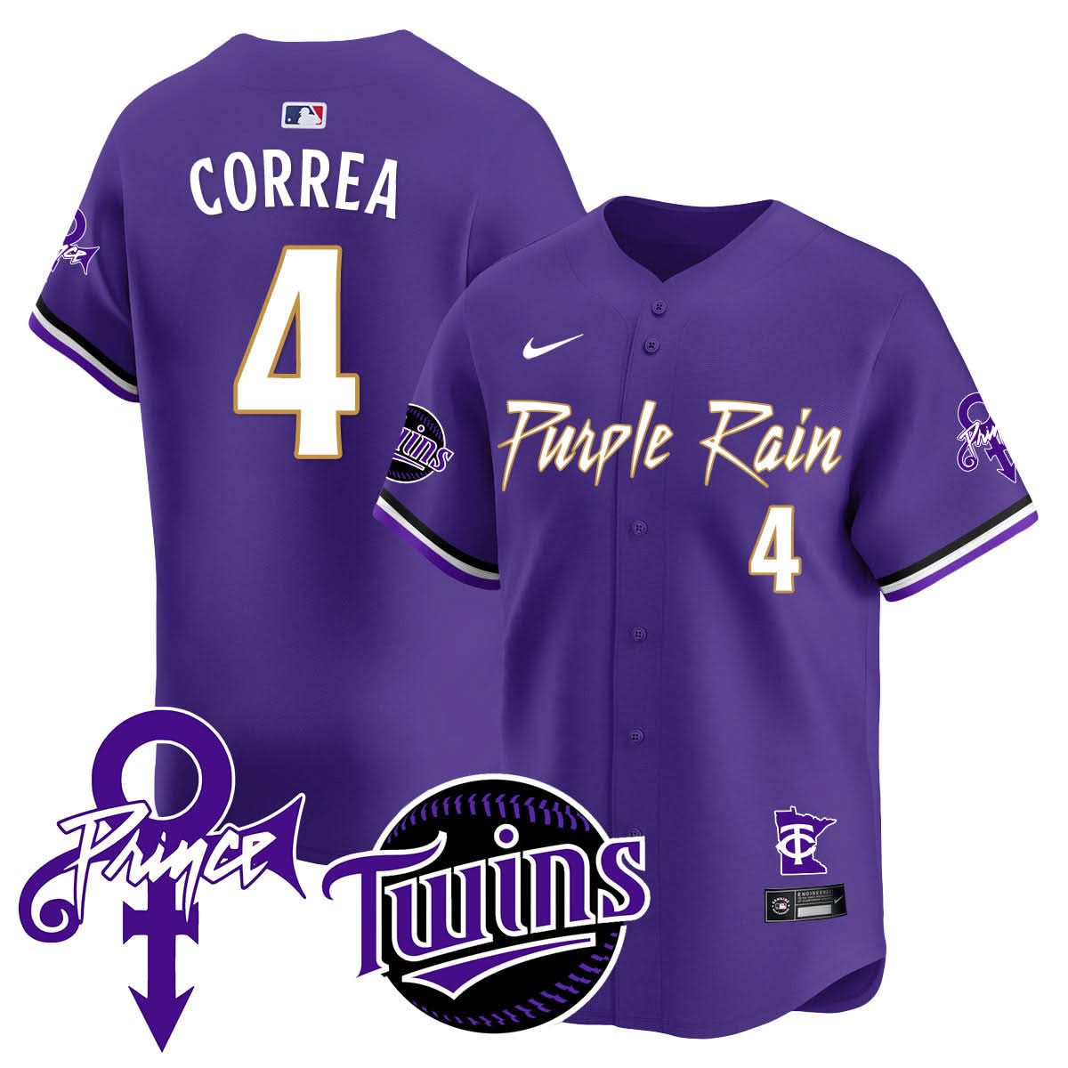 Minnesota Twins Prince Patch Vapor Premier Limited Jersey N1 - Stitched-Cuztomshoes