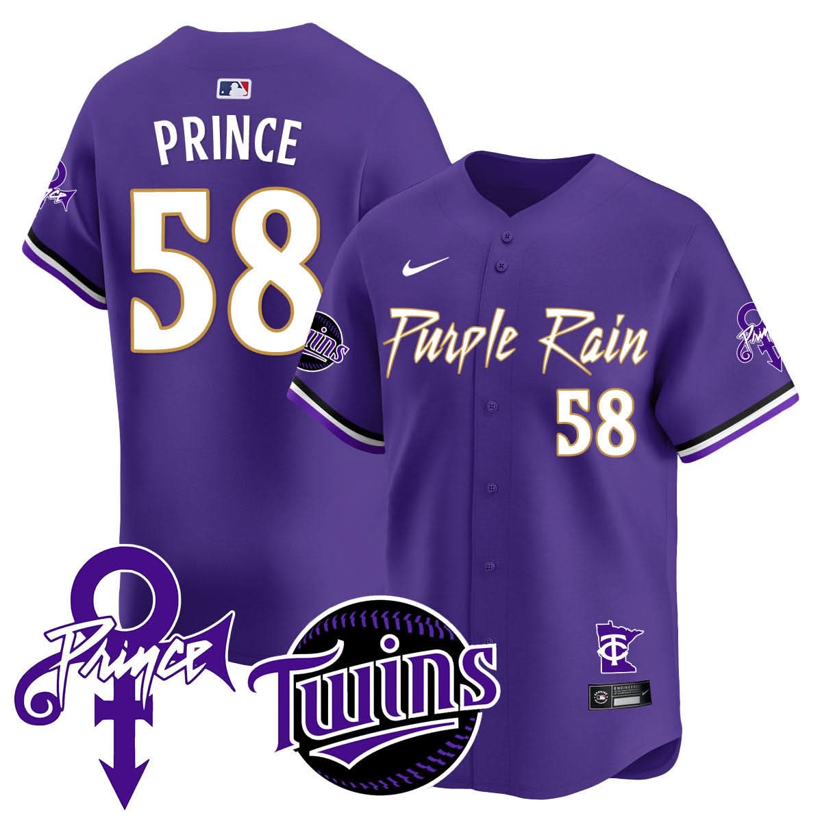 Minnesota Twins Prince Patch Vapor Premier Limited Jersey N1 - Stitched-Cuztomshoes