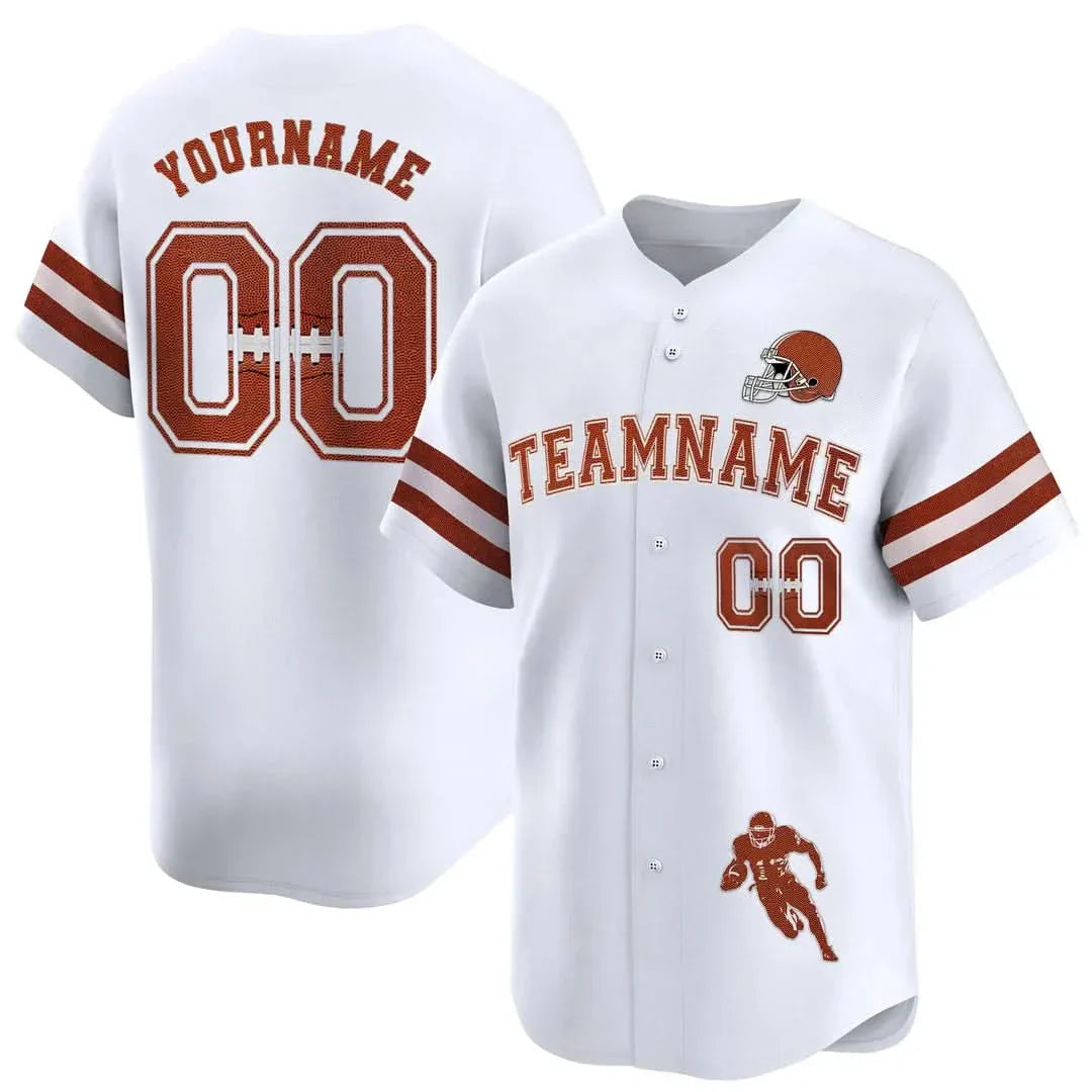 CUSTOM WHITE FOOTBALL BASEBALL JERSEY - EMBROIDERED-Cuztomshoes