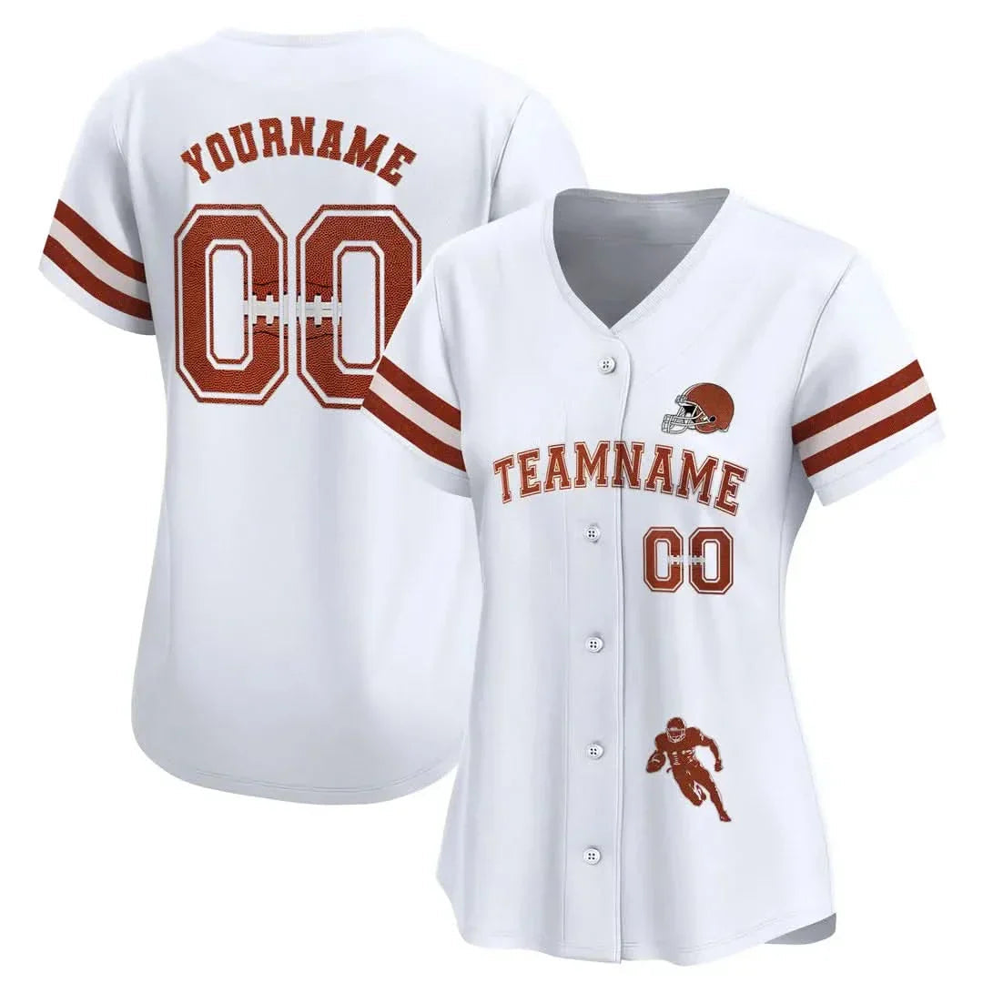 CUSTOM WHITE FOOTBALL BASEBALL JERSEY - EMBROIDERED-Cuztomshoes