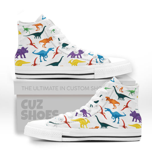 Dinosaur Pattern High Top Sneakers Custom Shoes PT3006-cuztomshoes.com