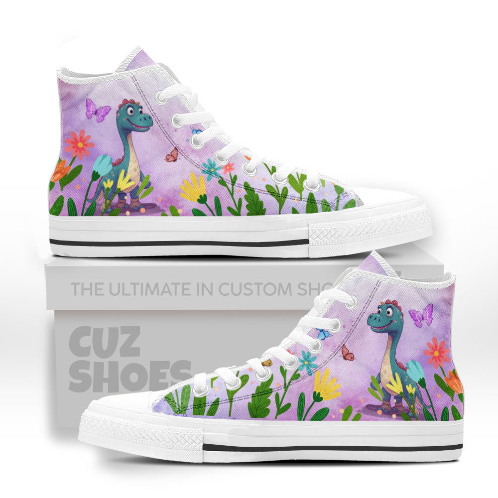 Brontosaurus Cute High Top Sneakers Dinosaur Custom Shoes PT0507-cuztomshoes.com