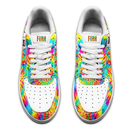 Adventure Time Finn The Human Air Sneakers Custom Tie Dye Style- Cuztomshoes