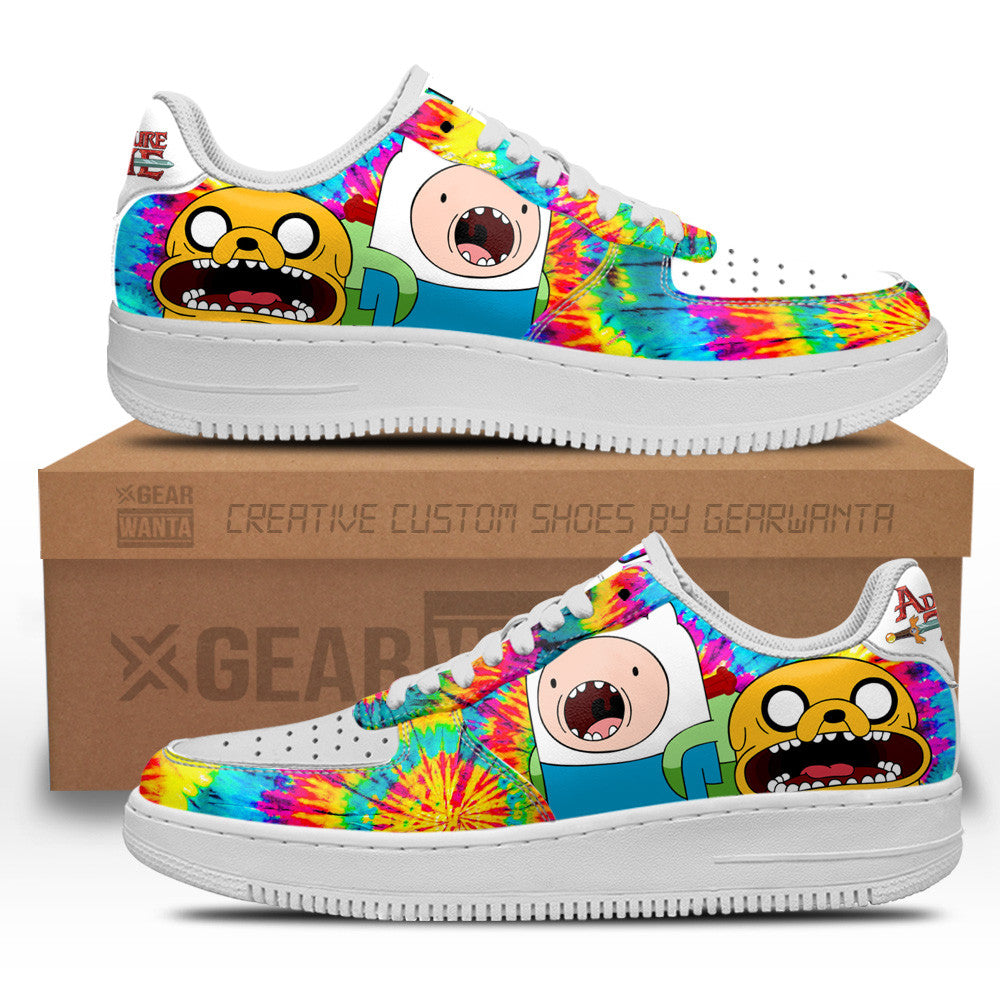 Adventure Time Finn x Jake Air Sneakers Custom Tie Dye Style- Cuztomshoes