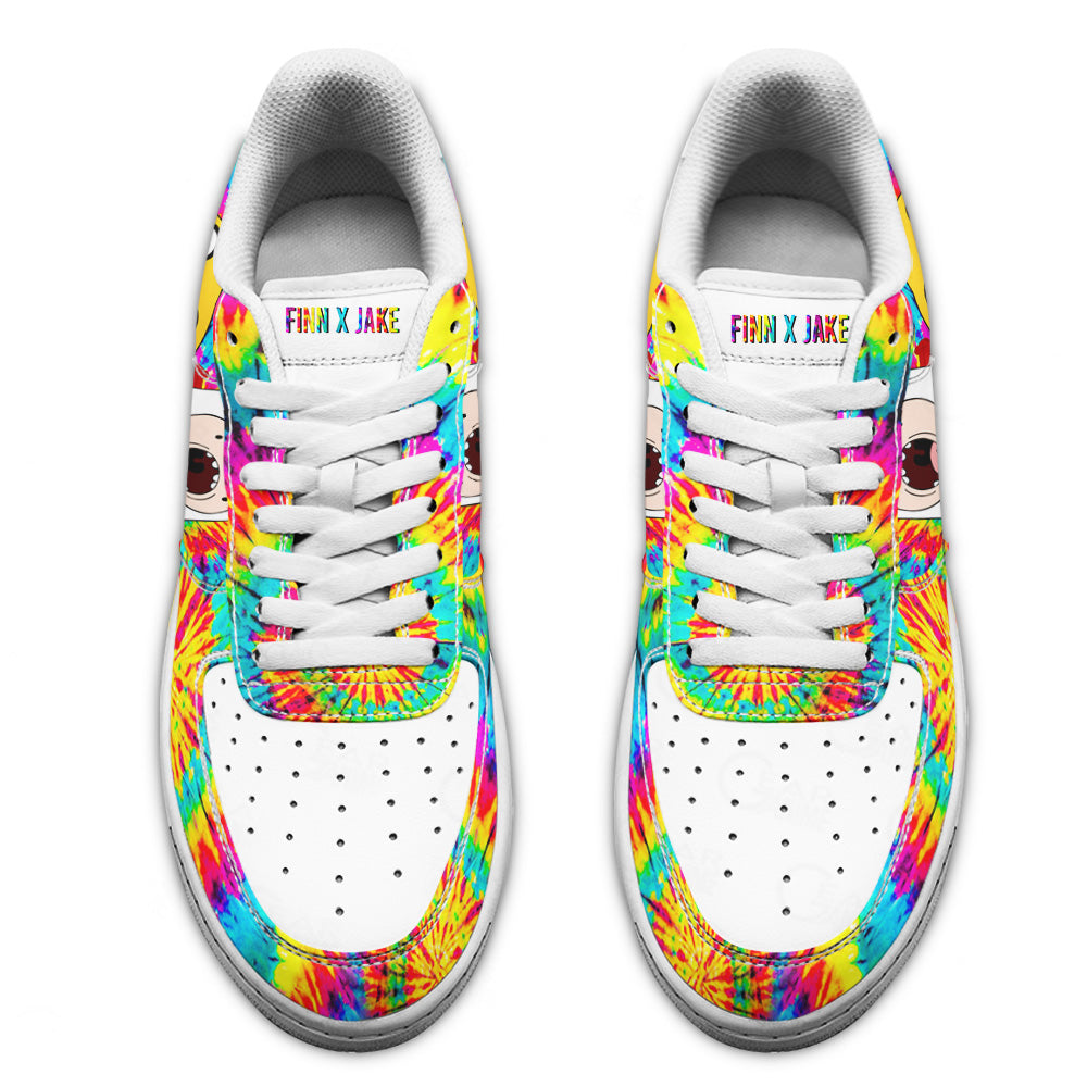 Adventure Time Finn x Jake Air Sneakers Custom Tie Dye Style- Cuztomshoes