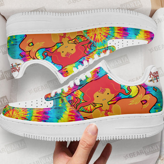 Adventure Time Fire Princess Rainbow Air Sneakers Custom Tie Dye Style- Cuztomshoes