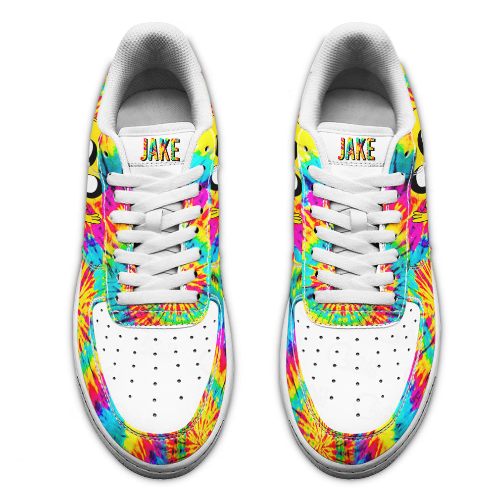 Adventure Time Jake The Dog Air Sneakers Custom Tie Dye Style- Cuztomshoes