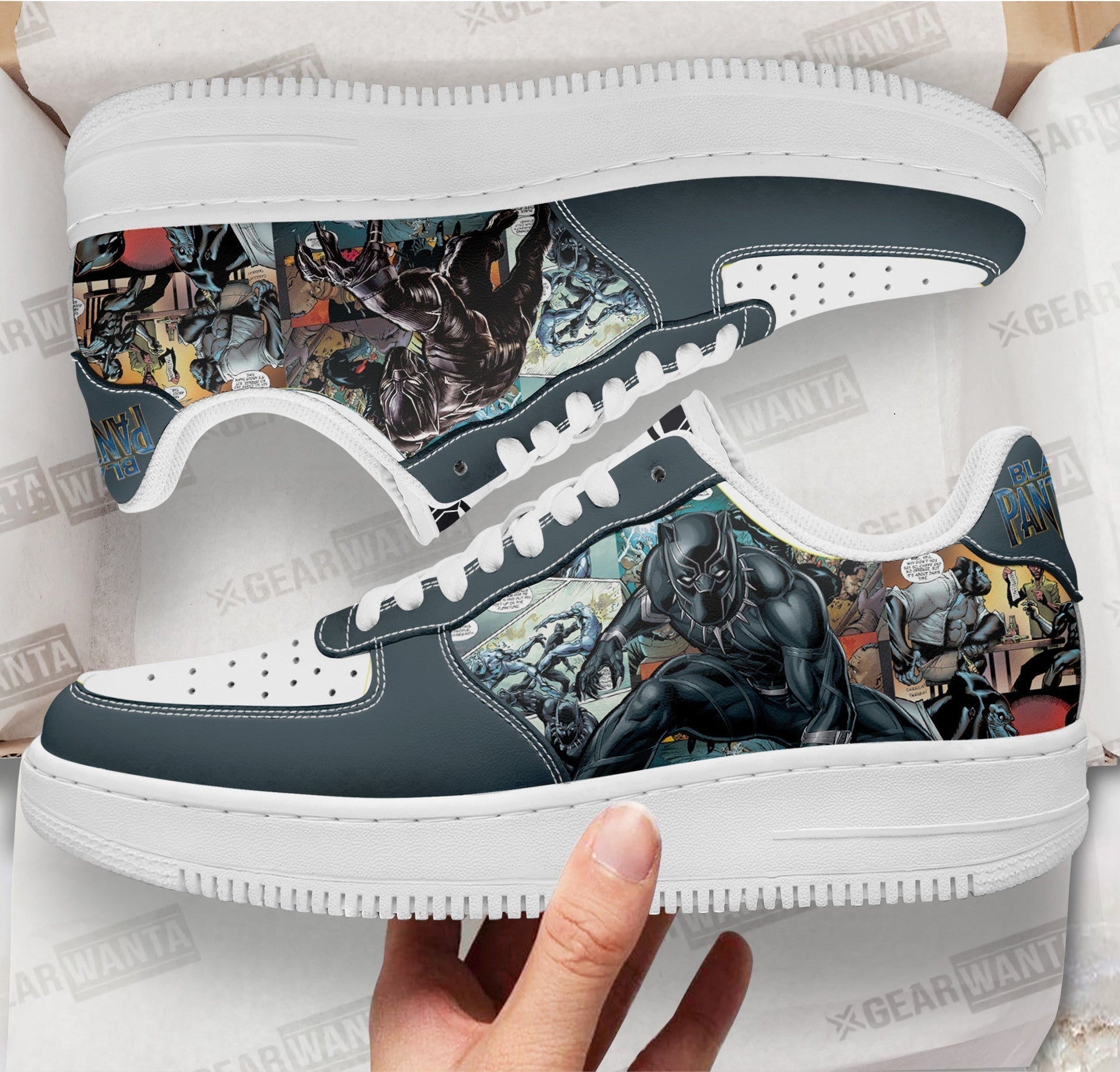 Black Panther Air Sneakers Custom Superhero Comic Shoes- Cuztomshoes