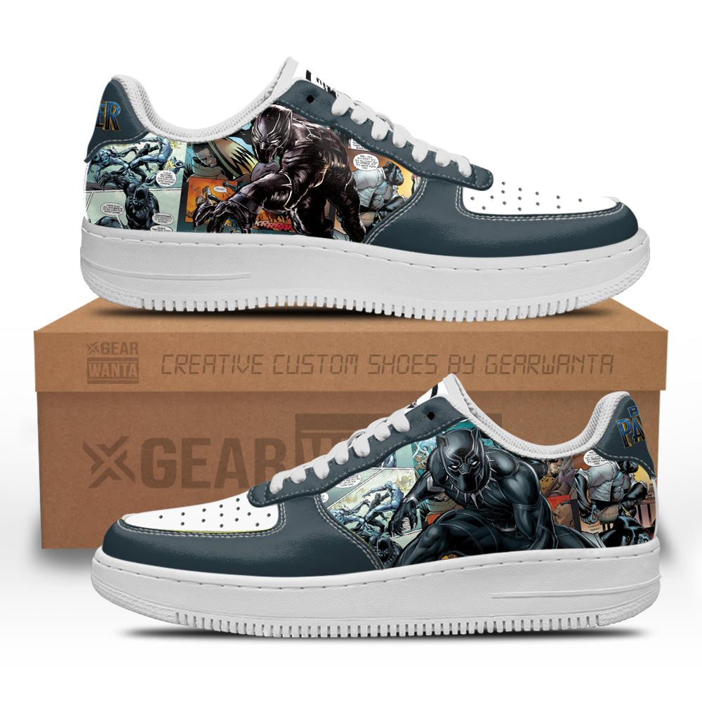 Black Panther Air Sneakers Custom Superhero Comic Shoes- Cuztomshoes