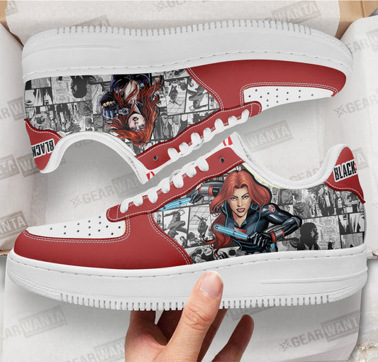 Black Widow Air Sneakers Custom Comic Shoes- Cuztomshoes