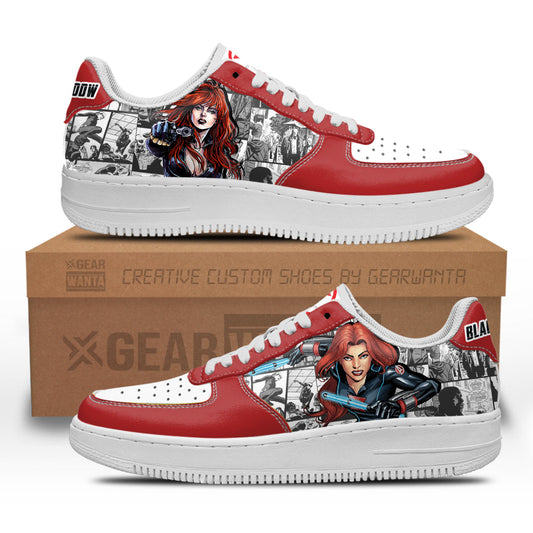 Black Widow Air Sneakers Custom Comic Shoes- Cuztomshoes