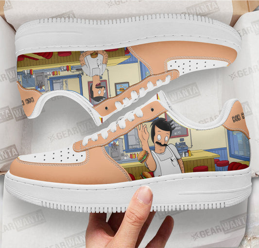 Bob Belcher Bob's Burger Custom Air Sneakers QD12- Cuztomshoes