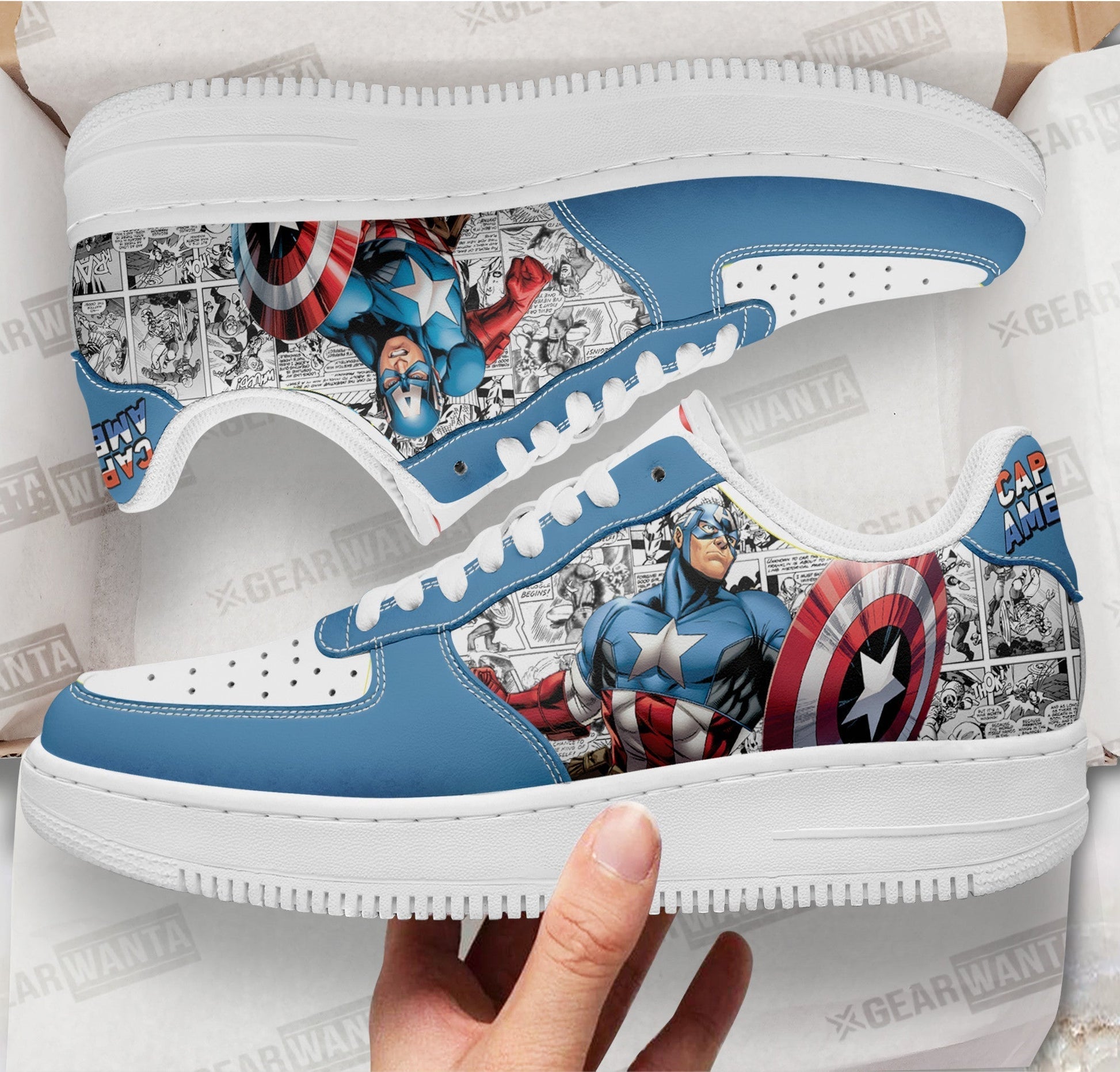 Captain America Air Sneakers Custom Comic Shoes- Cuztomshoes