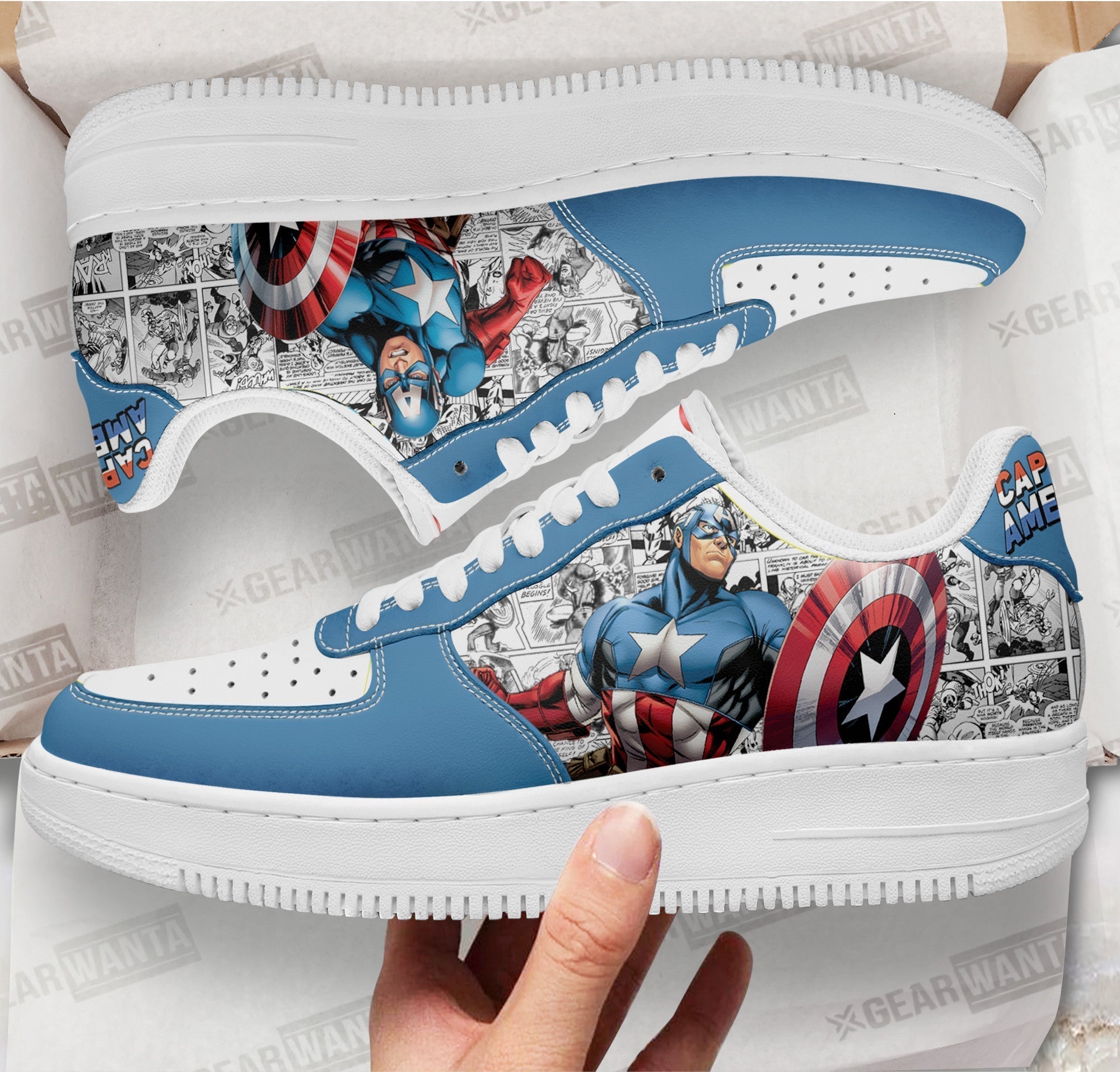 Captain America Air Sneakers Custom Comic Shoes- Cuztomshoes