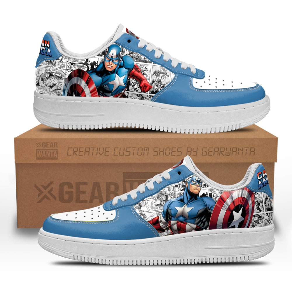 Captain America Air Sneakers Custom Comic Shoes- Cuztomshoes