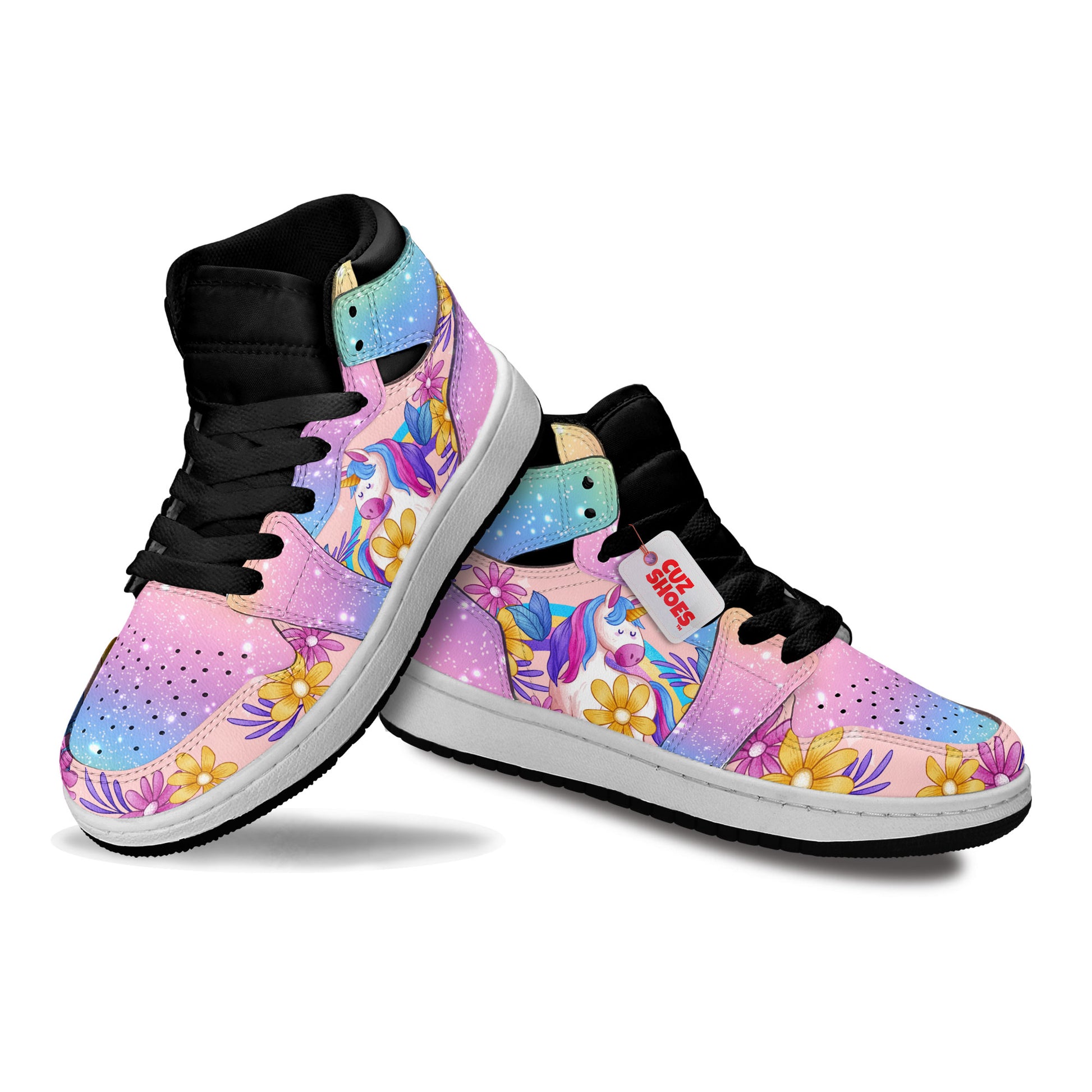 Unicorn Florals Cute Sneakers Custom Kid Shoes PT0208- cuztomshoes.com