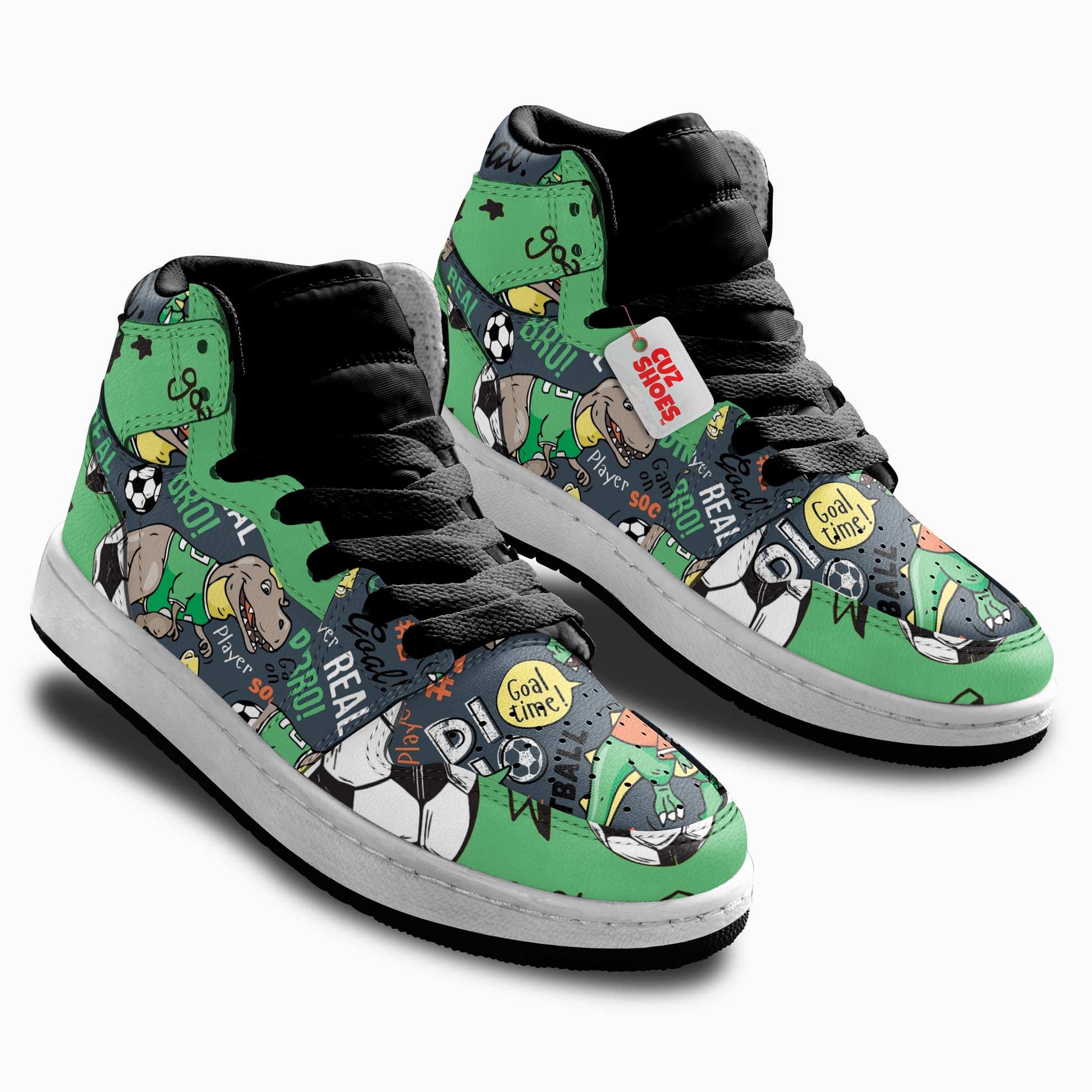 Dinosaur Colorful Stickers Kids Sneakers Custom Shoes TT10077- cuztomshoes.com