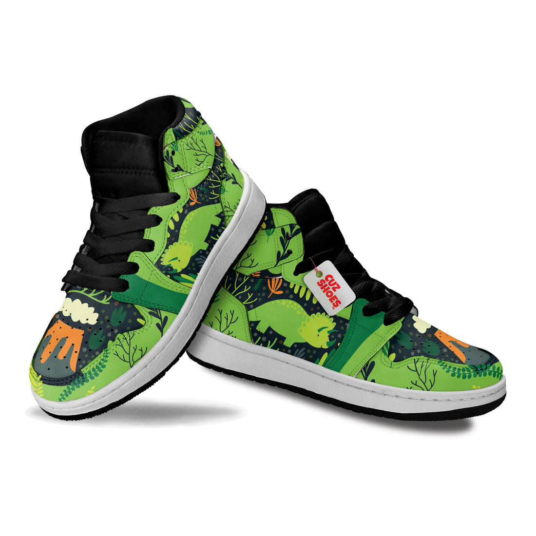 Dinosaur Colorful Stickers Kids Sneakers Custom Shoes TT10076- cuztomshoes.com