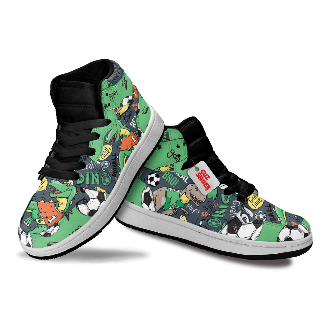 Dinosaur Colorful Stickers Kids Sneakers Custom Shoes TT10077- cuztomshoes.com