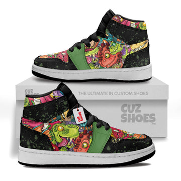 Dinosaur Colorful Stickers Kids Sneakers Custom Shoes TT1007- cuztomshoes.com