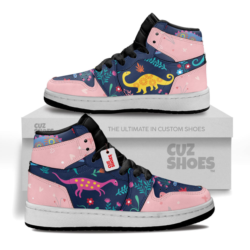Dinosaur Colorful Stickers Kids Sneakers Custom Shoes TT10073- cuztomshoes.com