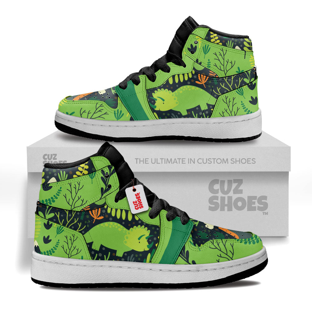 Dinosaur Colorful Stickers Kids Sneakers Custom Shoes TT10076- cuztomshoes.com