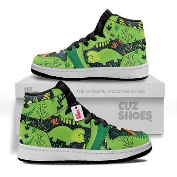 Dinosaur Colorful Stickers Kids Sneakers Custom Shoes TT10076- cuztomshoes.com