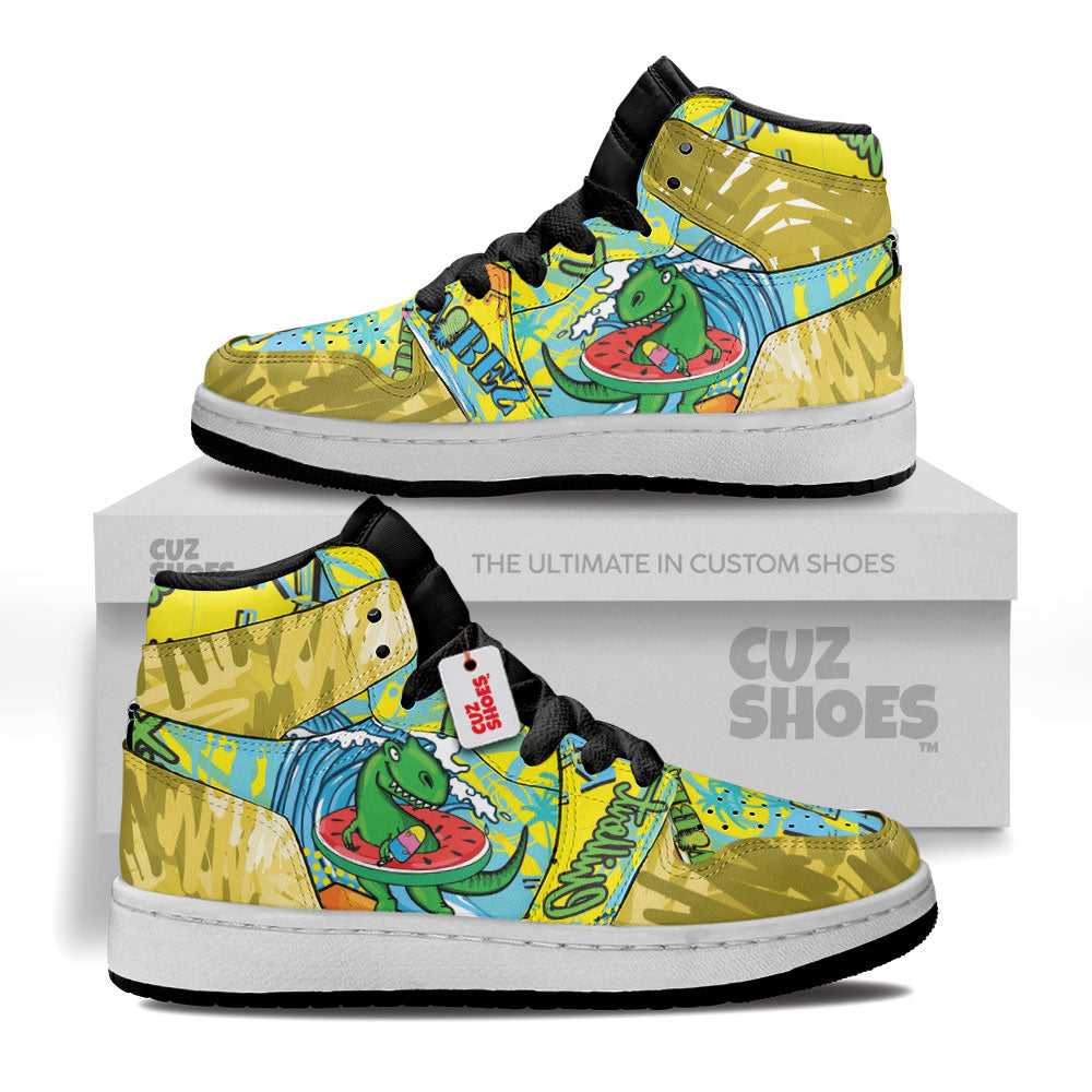 Dinosaur Colorful Stickers Kids Sneakers Custom Shoes TT10072- cuztomshoes.com