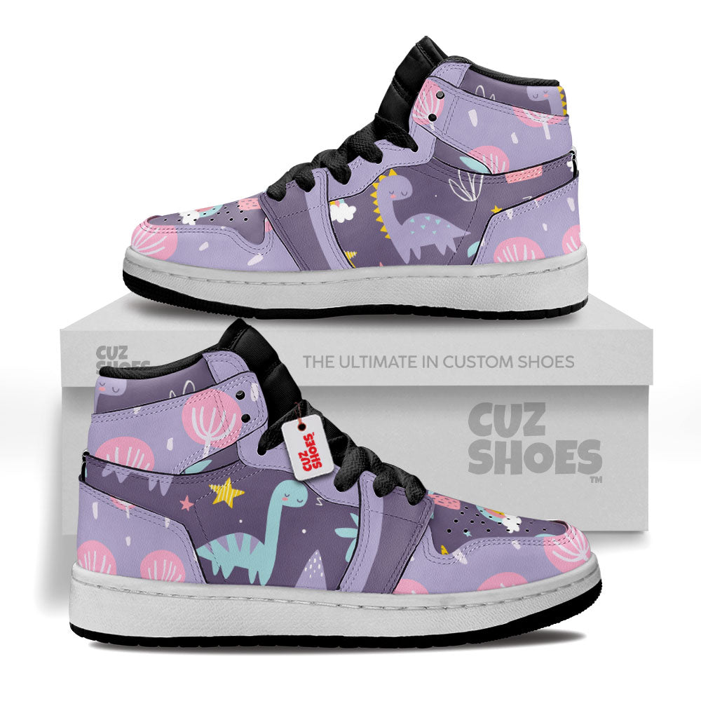 Dinosaur Colorful Stickers Kids Sneakers Custom Shoes TT10074- cuztomshoes.com