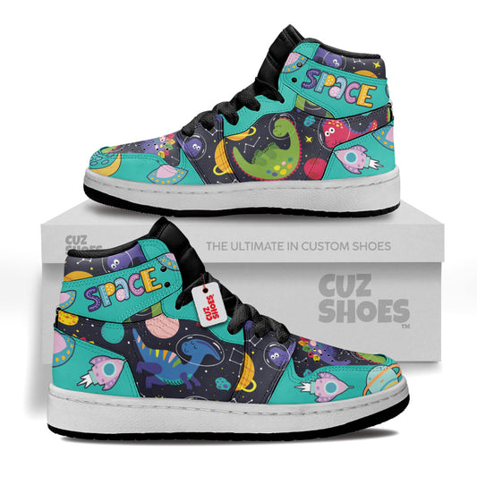 Dinosaur Astronaut Kids Sneakers Custom Shoes TT10072- cuztomshoes.com