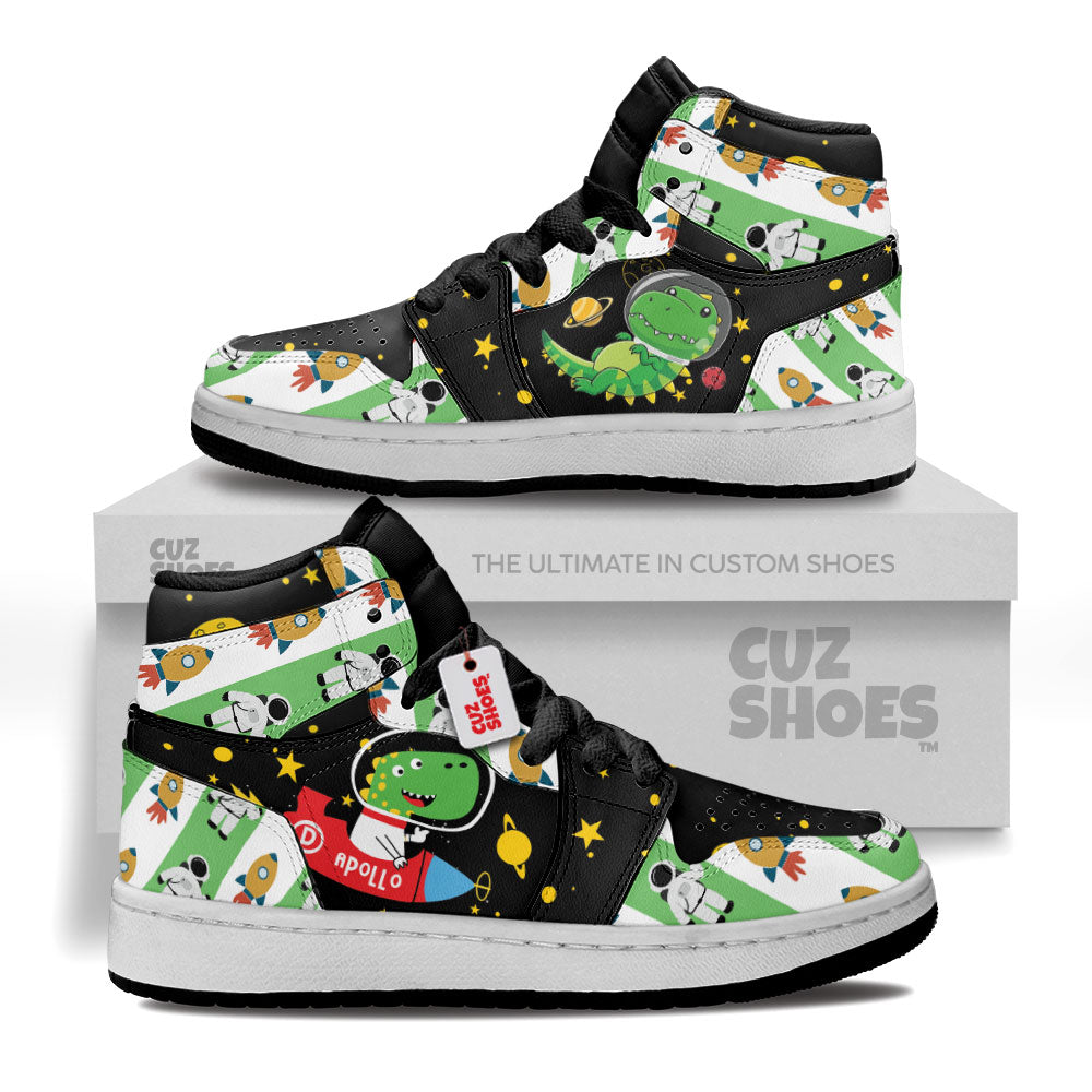 Dinosaur Astronaut Kids Sneakers Custom Shoes TT10071- cuztomshoes.com