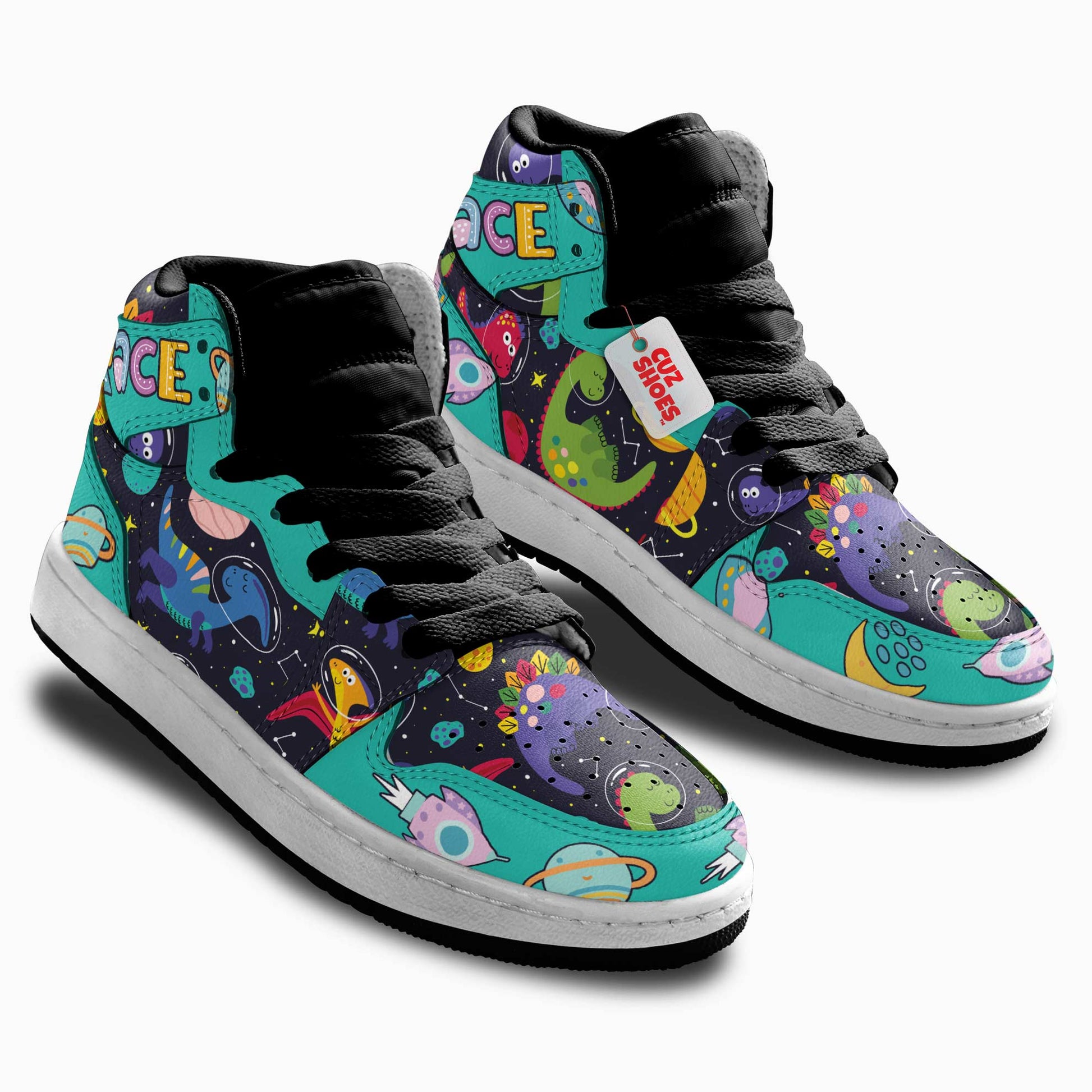 Dinosaur Astronaut Kids Sneakers Custom Shoes TT10072- cuztomshoes.com