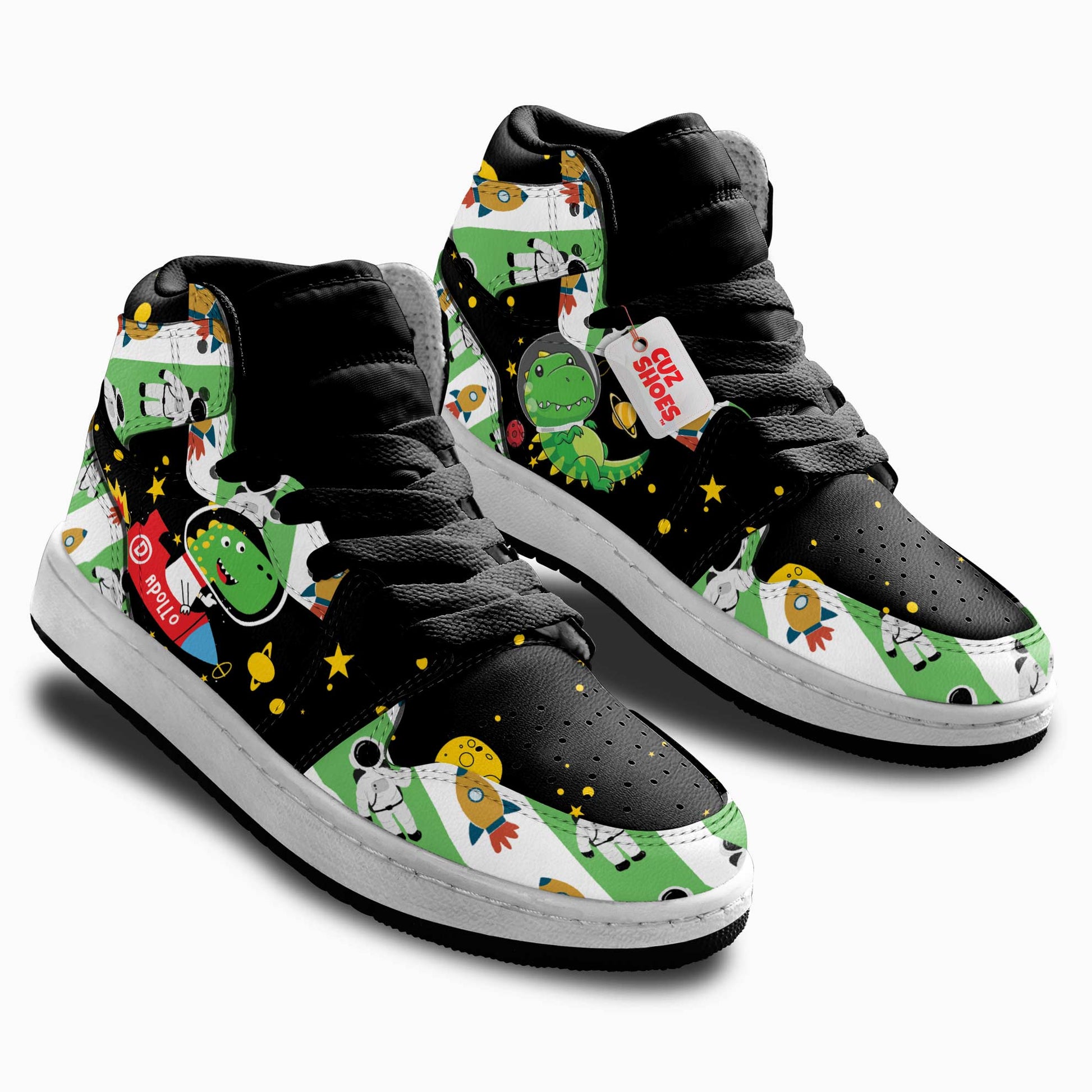 Dinosaur Astronaut Kids Sneakers Custom Shoes TT10071- cuztomshoes.com