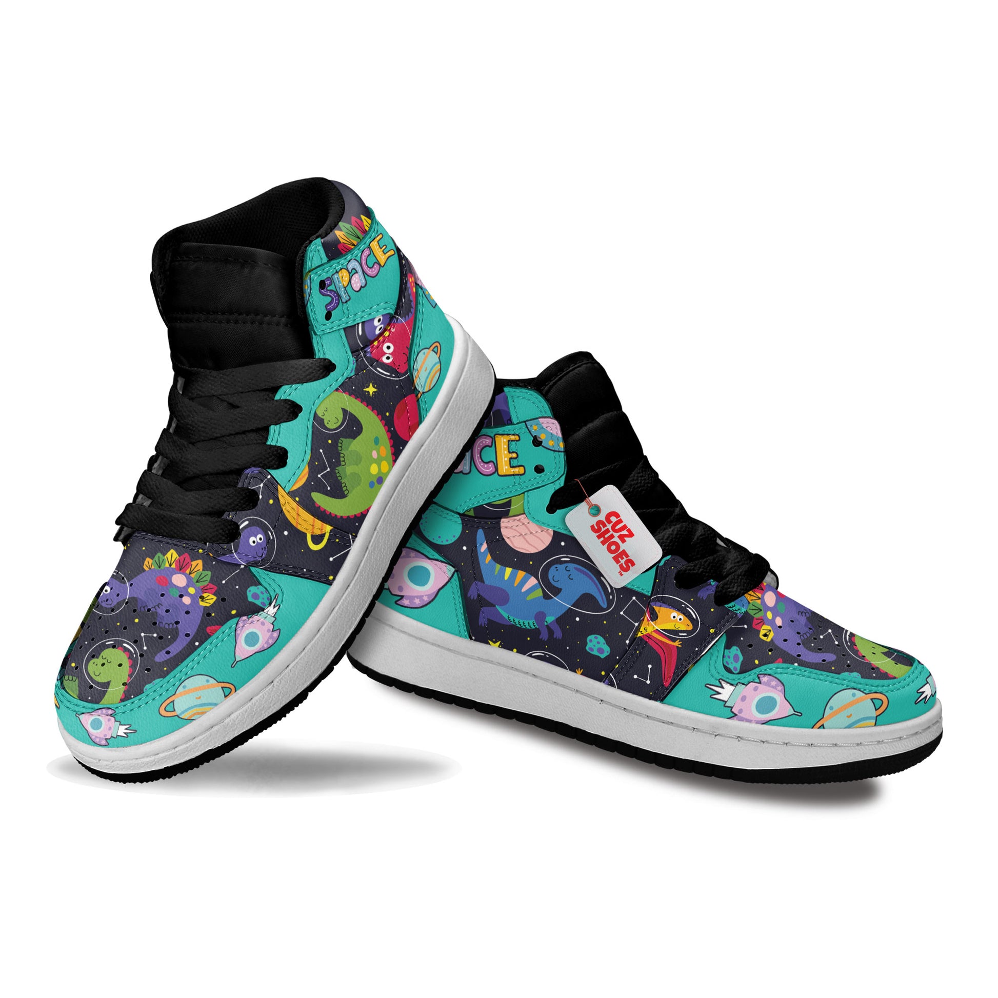 Dinosaur Astronaut Kids Sneakers Custom Shoes TT10072- cuztomshoes.com