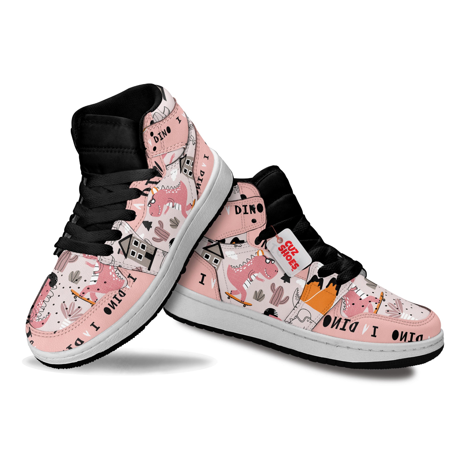 Dinosaur Cute Kids Sneakers Custom Shoes TT10075- cuztomshoes.com