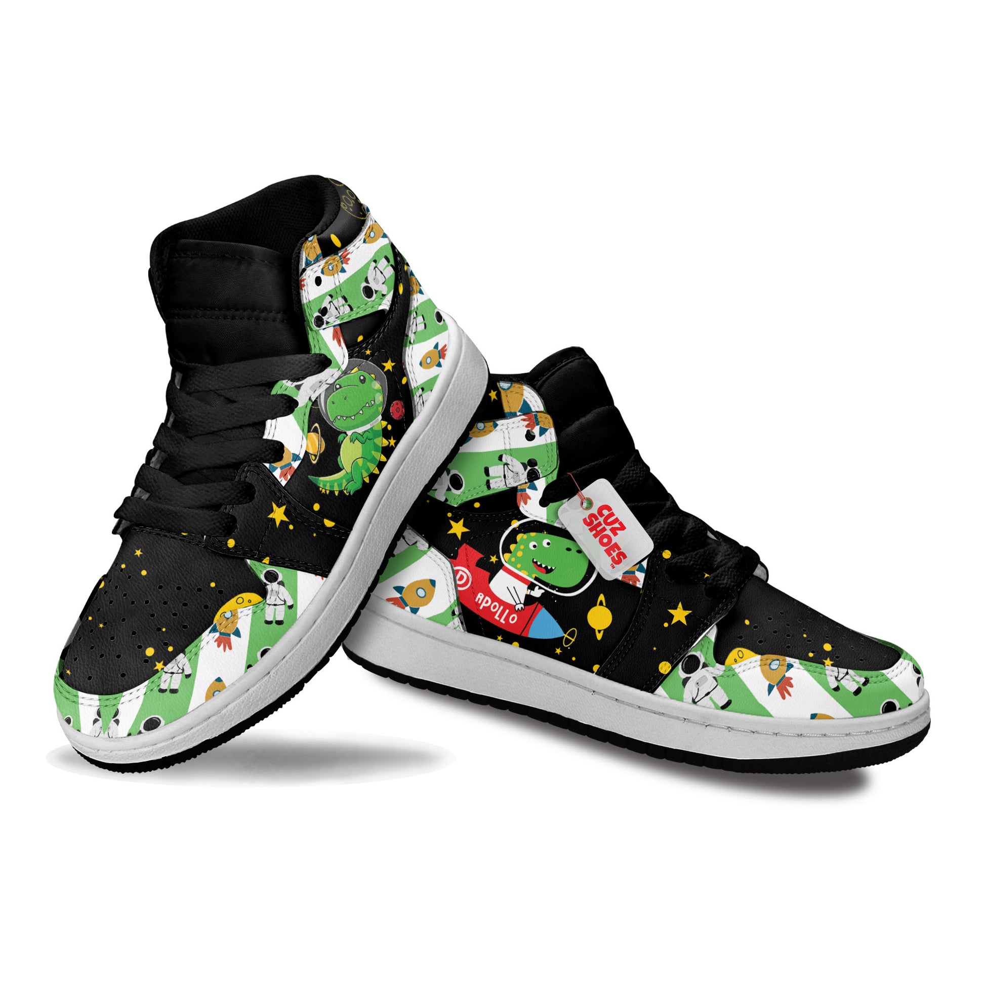 Dinosaur Astronaut Kids Sneakers Custom Shoes TT10071- cuztomshoes.com