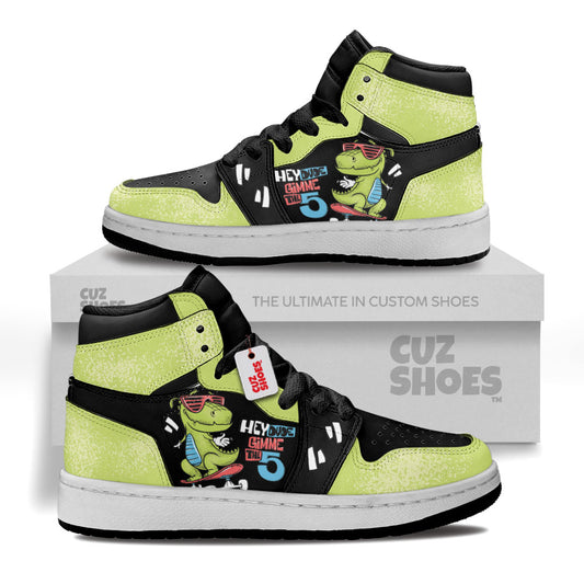 Dinosaur Skateboard Kids Sneakers Custom Shoes TT10076- cuztomshoes.com